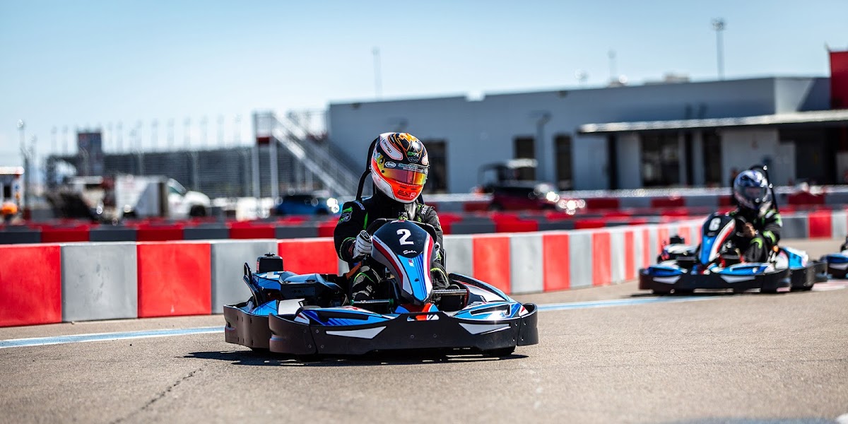 Indoor electric go-kart track at Vegas Superkarts in Las Vegas
